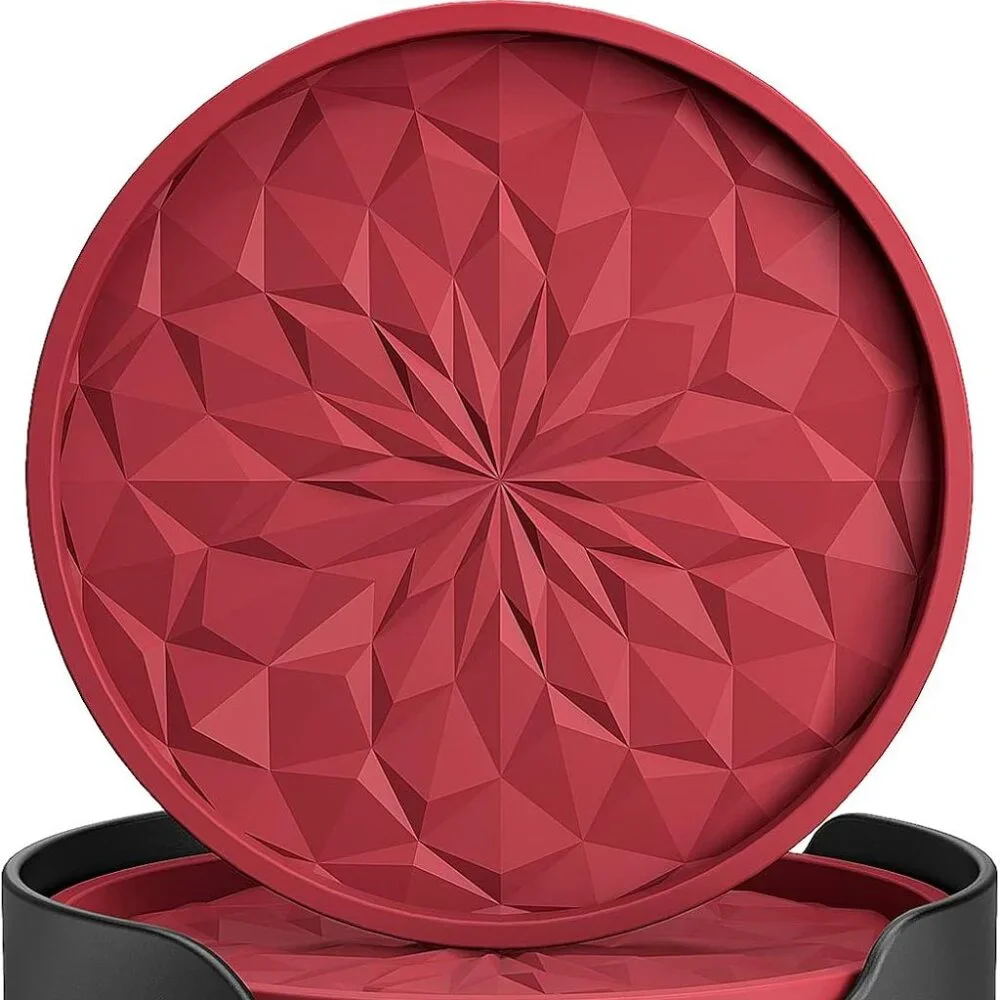 New Silicone Coasters with Holder,[6 Pack] Drinking Coasters - Cup Mat for Hot